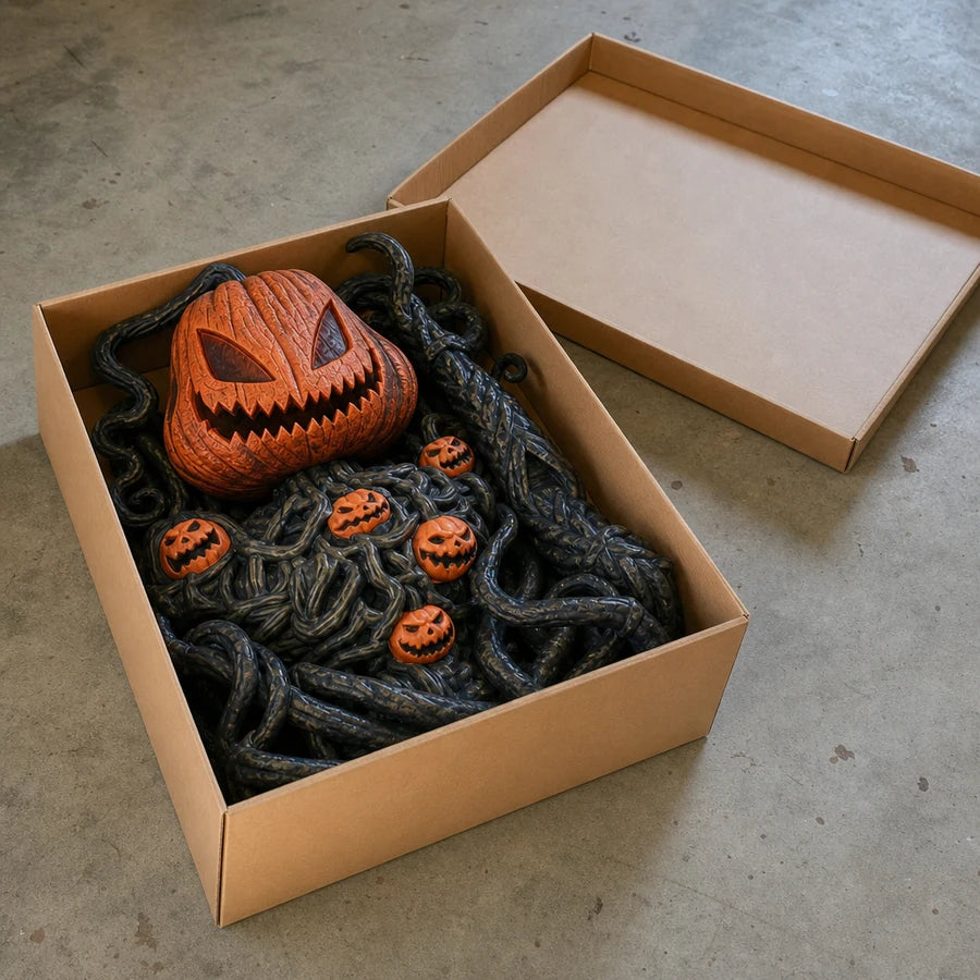 Everything as it arrives: the folded vine body and head packed in one box