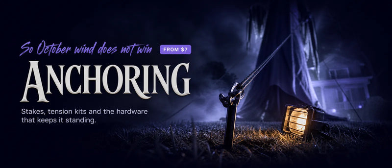 Anchoring: stakes, tension kits and the hardware that keeps it standing