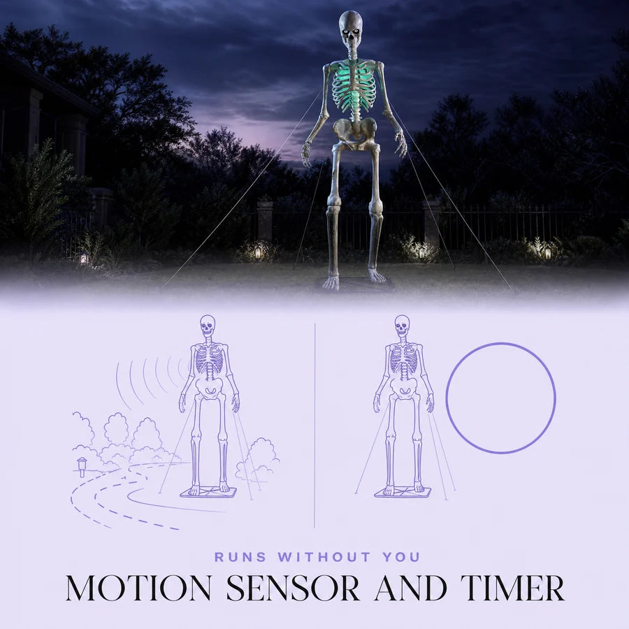 Two diagrams: someone walking up to it, and a plain clock face for the built in timer