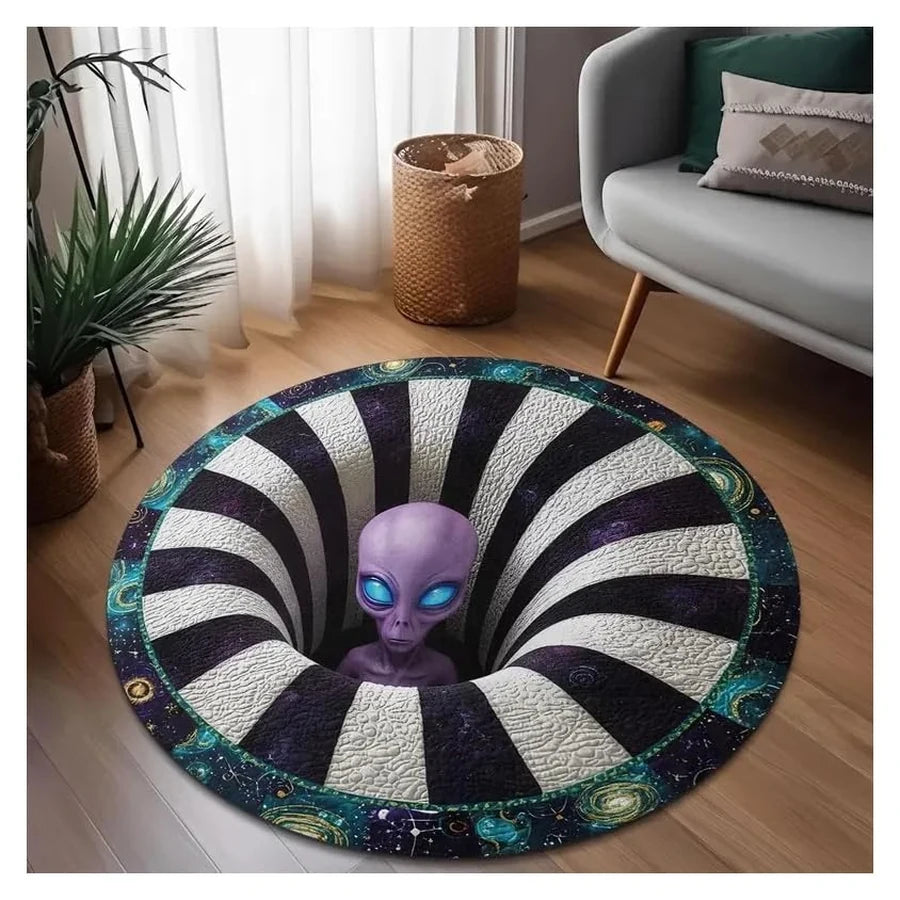 Front view of the Starveil Illusion Rug, showing its printed 3D illusion design