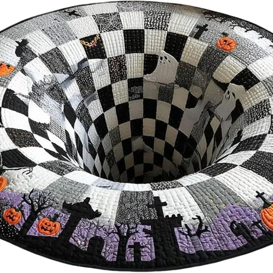 Front view of the Hollowgrave Illusion Rug, showing its printed 3D illusion design