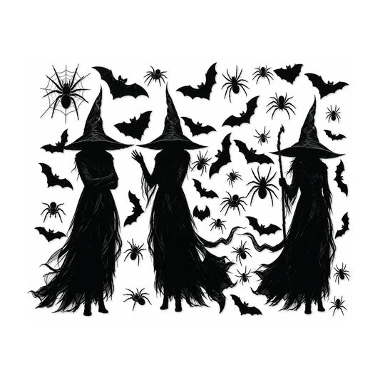 Nightfell Witch Window Silhouettes, studio packshot on white