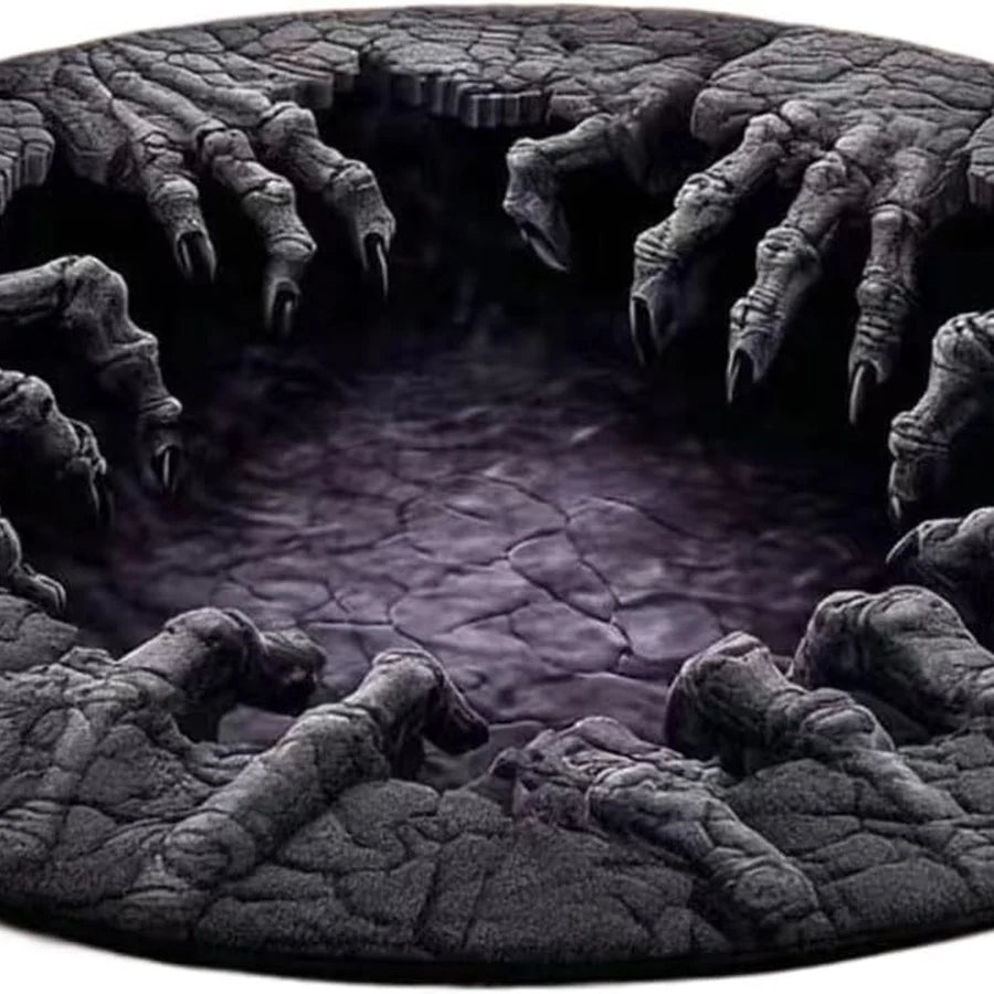 Front view of the Grimclutch Illusion Rug, showing its printed 3D illusion design