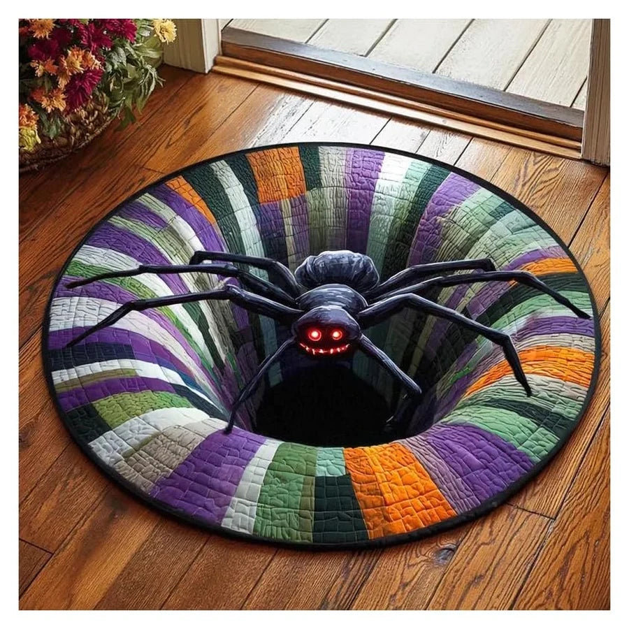 Front view of the Widowfang Illusion Rug, showing its printed 3D illusion design