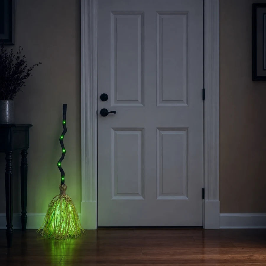 Standing beside an interior door, reaching a little above the handle at waist height