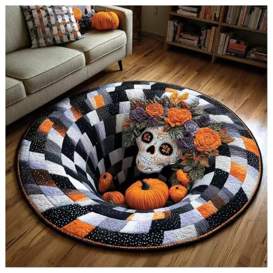 Angled view of the Marigrave Illusion Rug, showing the depth of the illusion print