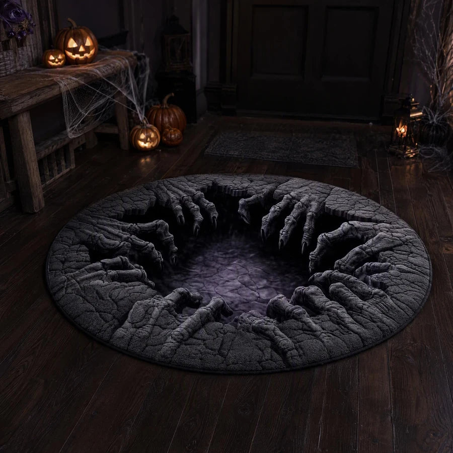 The Grimclutch Illusion Rug laid flat, seen from directly above