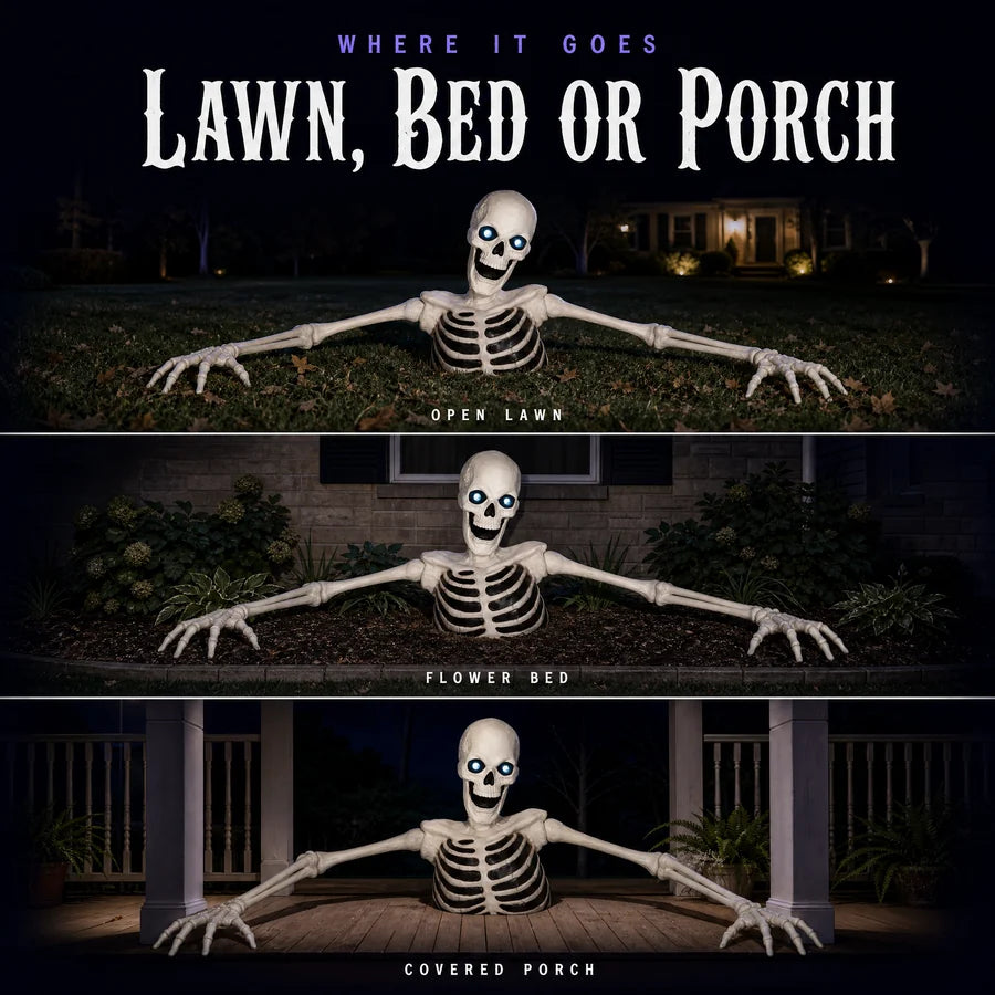 Three night bands: the groundbreaker in an open lawn, in a mulched flower bed, and on a covered porch