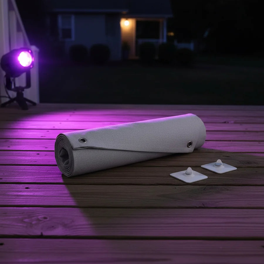 Ashgrave Door Cover on a porch at night