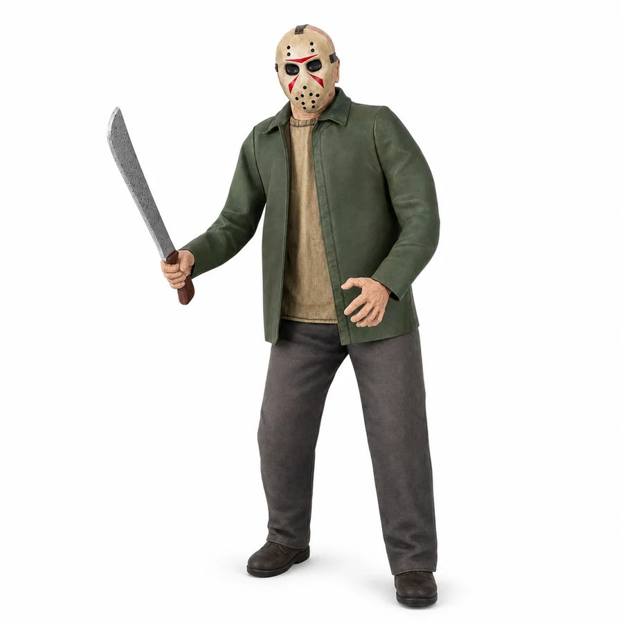 Hockey Mask Stalker Animatronic, studio packshot on white