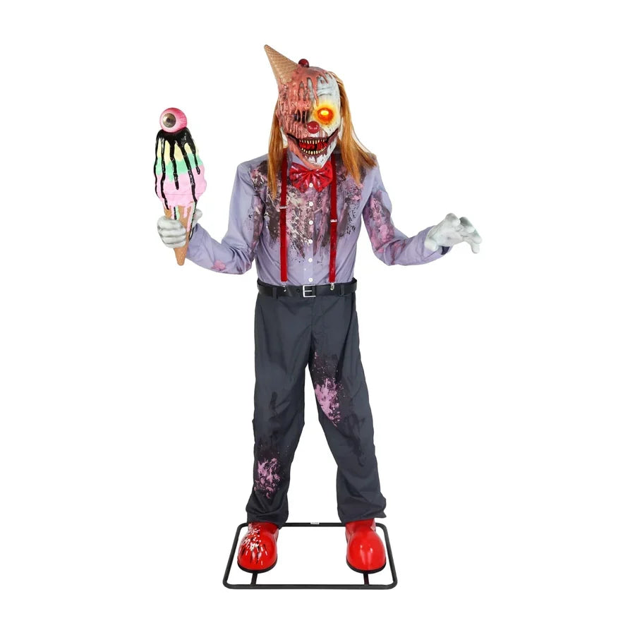 Shrouded Screamer Clown Animatronic, studio packshot on white