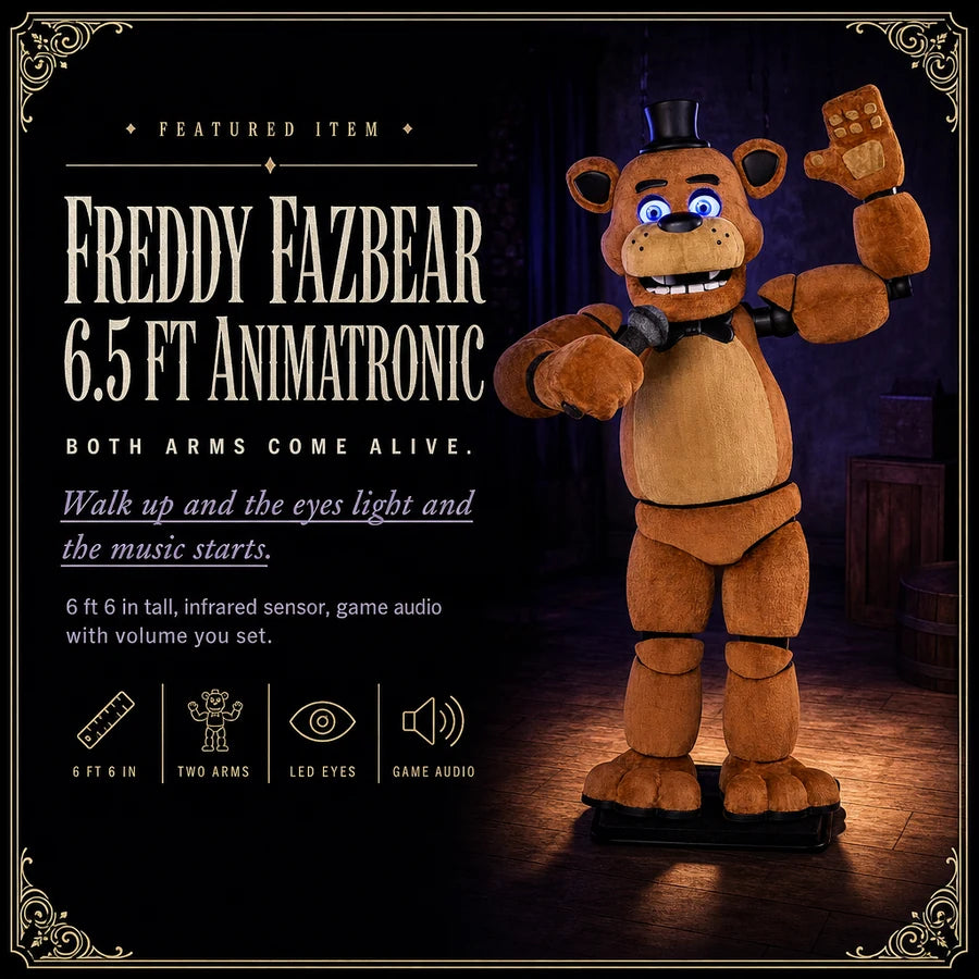 Showtime Bear Animatronic, studio packshot on white
